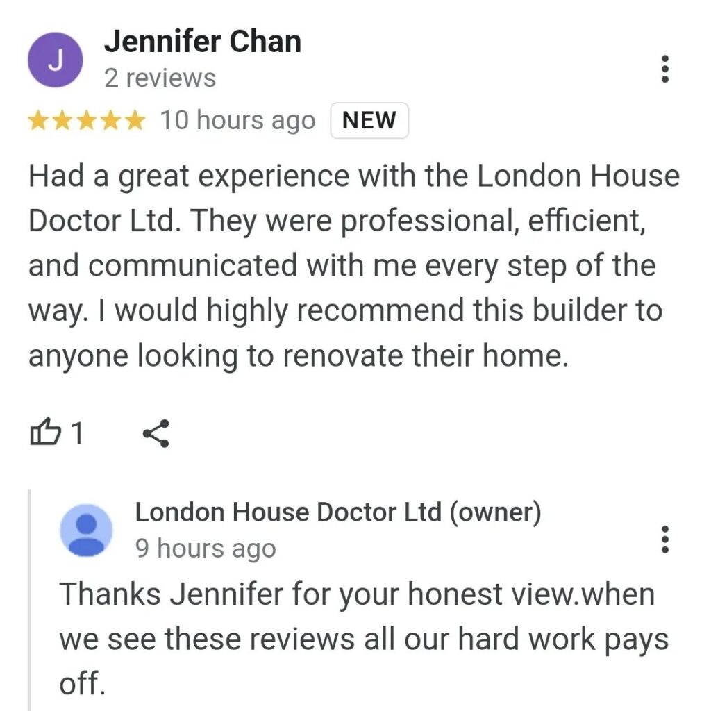 Satisfied customer testimonial for London House Doctor Ltd.